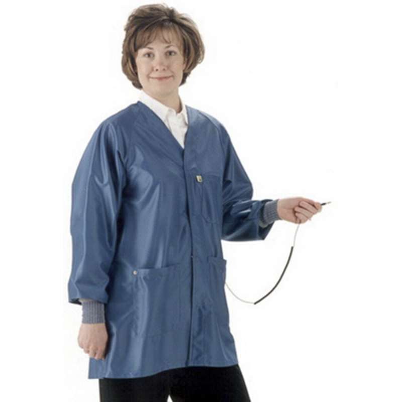 ESD-Safe Hallmark Jacket with Cuffs and Ground Snap, Royal Blue, Small, 32" Long
